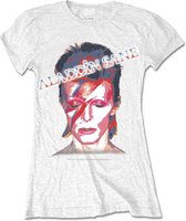 David Bowie Dames Tshirt -M- Aladdin Sane Wit