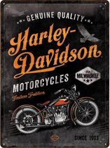 Wandbord - Harley Davidson Timeless Tradition Metalen Bord - 30 x 40 cm