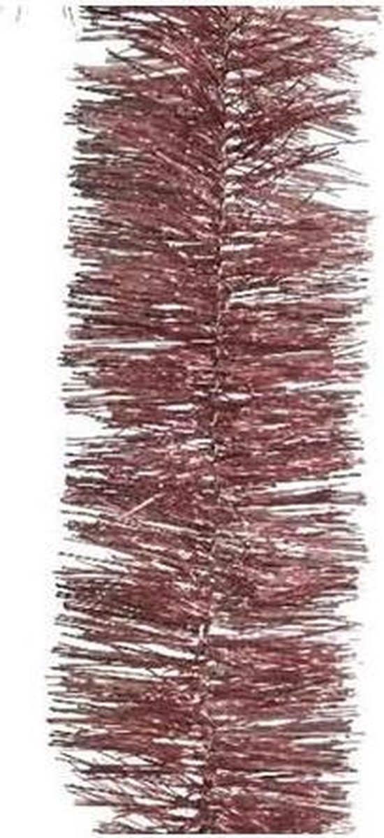 2x Kerstslingers oud roze 270 cm - Guirlandes folie lametta - Oud roze kerstboom versieringen