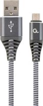 Premium micro-USB laad- & datakabel 'katoen', 1 m, spacegrey/wit