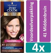Poly Color - Haarverf - 41 Middenbruin - 4 stuks - Voordeelverpakking