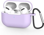 Siliconen Case Apple AirPods Pro paars- AirPods hoesje lila inclusief haak - AirPods case