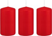 3x Rode cilinderkaarsen/stompkaarsen 6 x 12 cm 40 branduren - Geurloze kaarsen - Woondecoraties