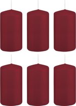 6x Bordeauxrode cilinderkaarsen/stompkaarsen 6 x 12 cm 40 branduren - Geurloze kaarsen - Woondecoraties