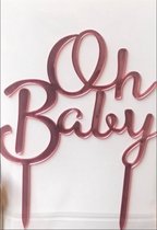 oh baby roze gold cake topper| taart topper baby shower , gender reveal, geboorte