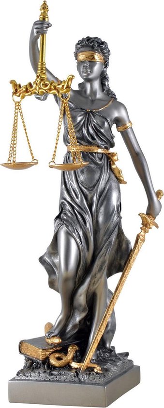 MadDeco - beeldje - vrouwe - justitia - zilverkleurig met goudkleurige  accessoires | bol.com