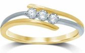 Schitterende 14K Geel Wit Gouden Ring Diamant maat 18.50 mm. (maat 58)