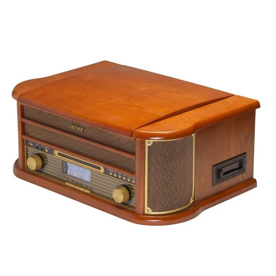 Denver MRD51 Retro Platenspeler en DAB+ radio Hout Bestel nu!