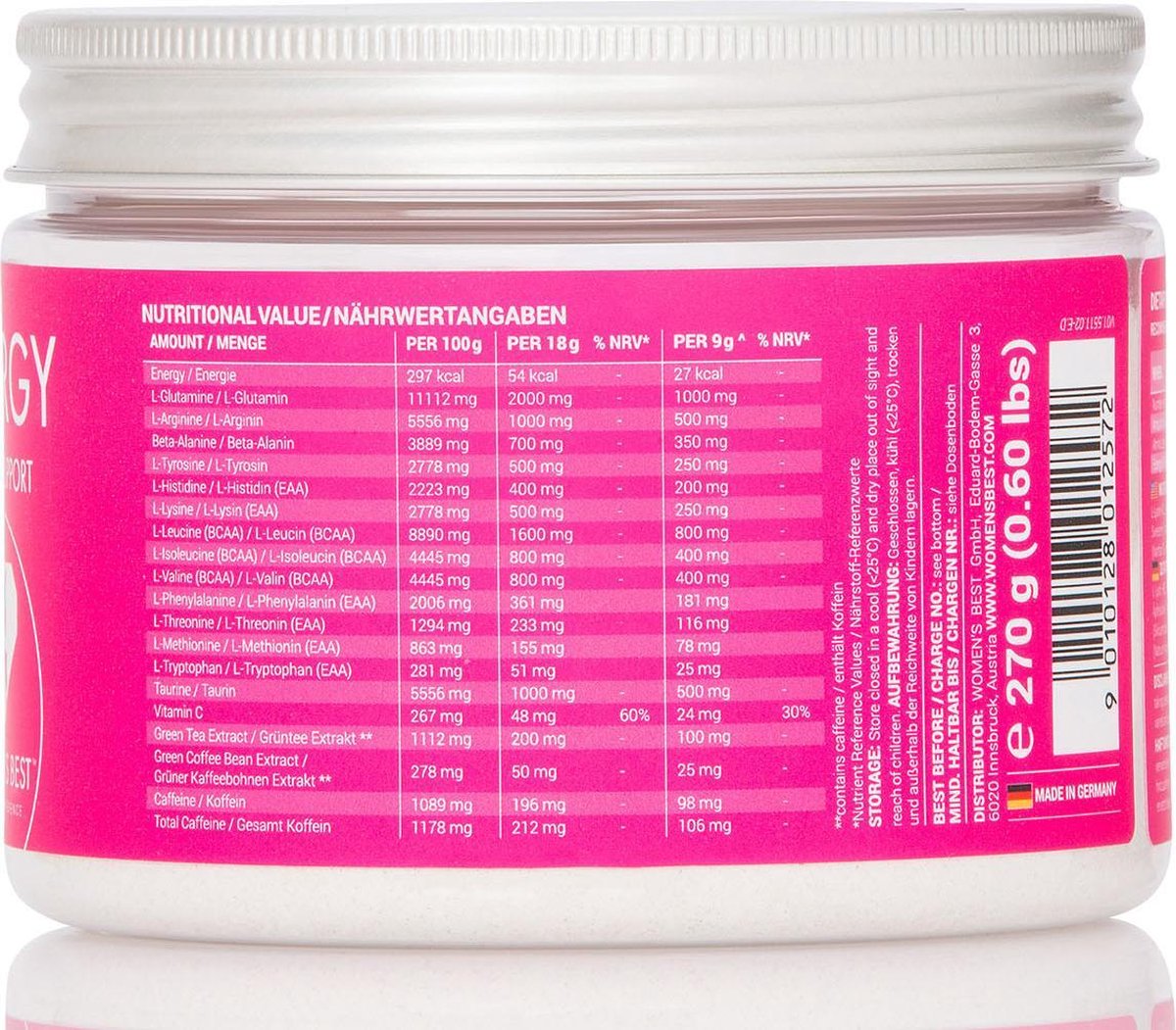 Womens Best Amino & Energy Aminozuren 270 gram (18 doseringen