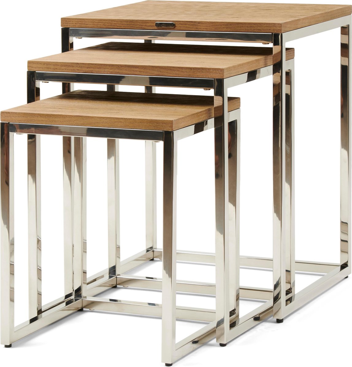 Riviera Maison Nomad End Table - S/3 - Bijzettafel - Eikenhout, RVS - Bruin