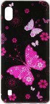 ADEL Siliconen Back Cover Softcase Hoesje Geschikt Voor Samsung Galaxy A10/ M10 - Vlinder Roze