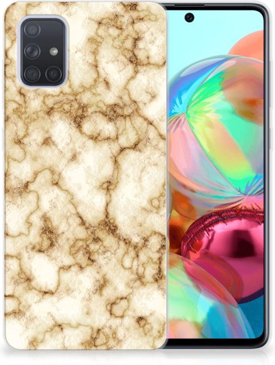 Samsung Galaxy A71 TPU Siliconen Hoesje Marmer Goud