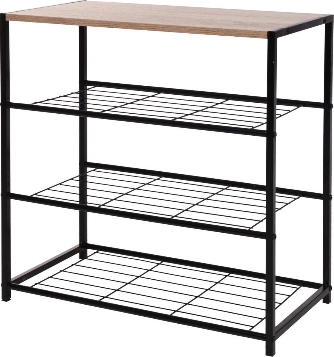 Schoenenrek | 63cm x30cm x63cm | Industrieel | Metaal & Hout | Schoenenkast
