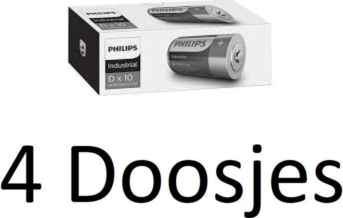 40 stuks (4 Doosjes a 10 st) Philips Industrial D 1.5Volt / LR20 / MN1300 batterijen