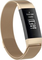 By Qubix geschikt voor Fitbit Charge & 4 milanese bandje - Maat: Large - Vintage goud - Smartwatch Band - Horlogeband - Polsband