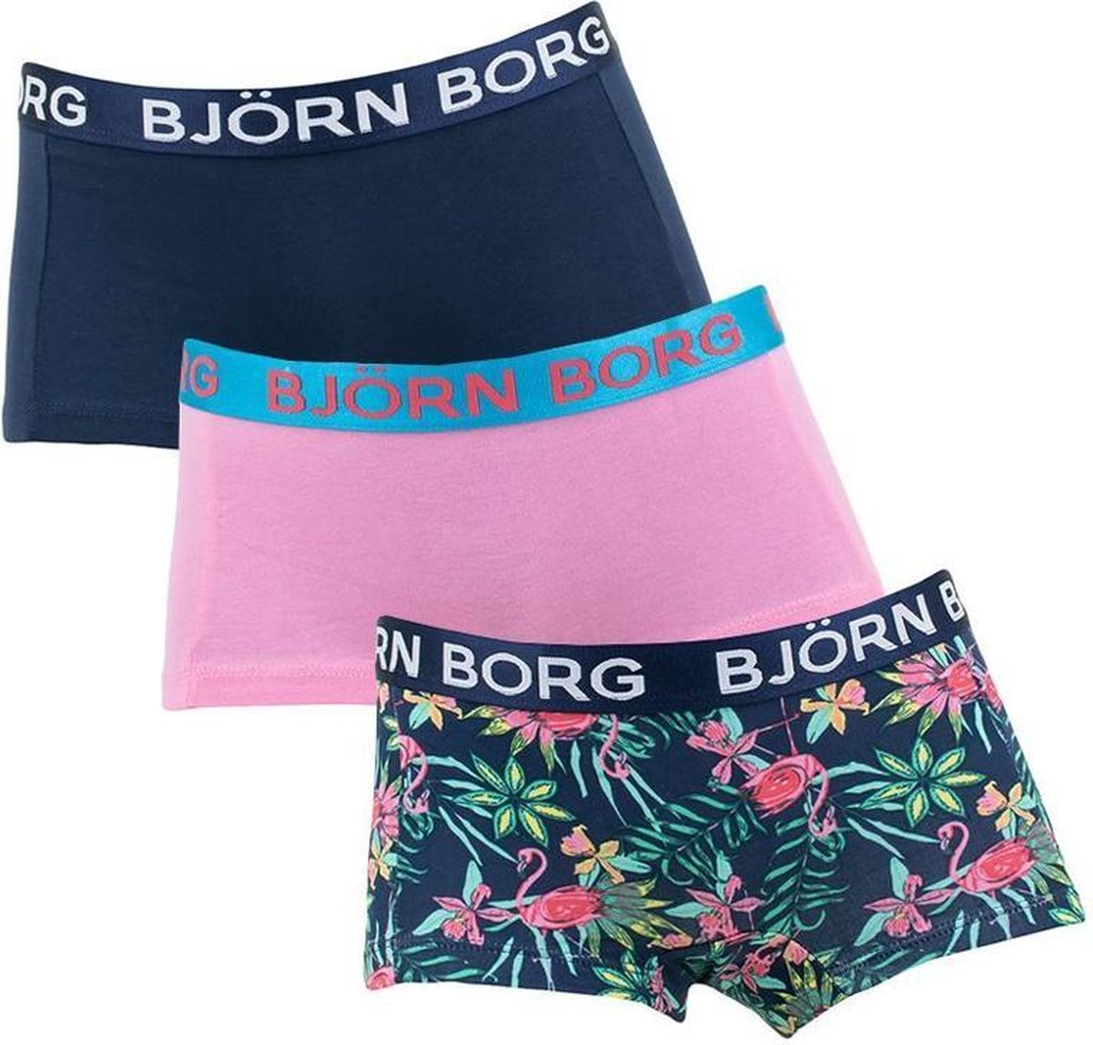 geweten Overeenkomstig vreugde Björn Borg Meisjes 3-pack Exotic Minishorts Blauw Roze - 158 | bol.com