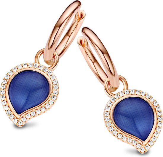 Velini jewels -EA6451BLU -Oorbellen -925 Zilver rosé -Gekleurde Cubic Zirkonia