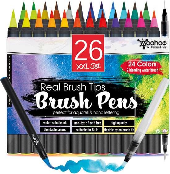 26 Set stiften penseelstiften - brush - pennen | bol.com