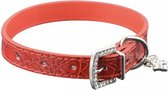 Honden halsband krokodillen print rood 42 cm