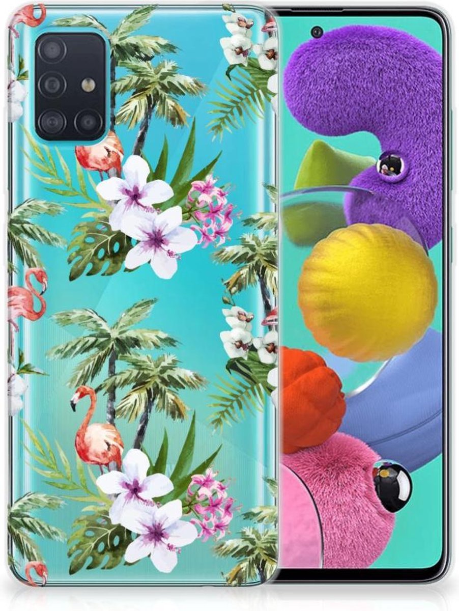 Samsung Galaxy A51 TPU Hoesje Flamingo Palms