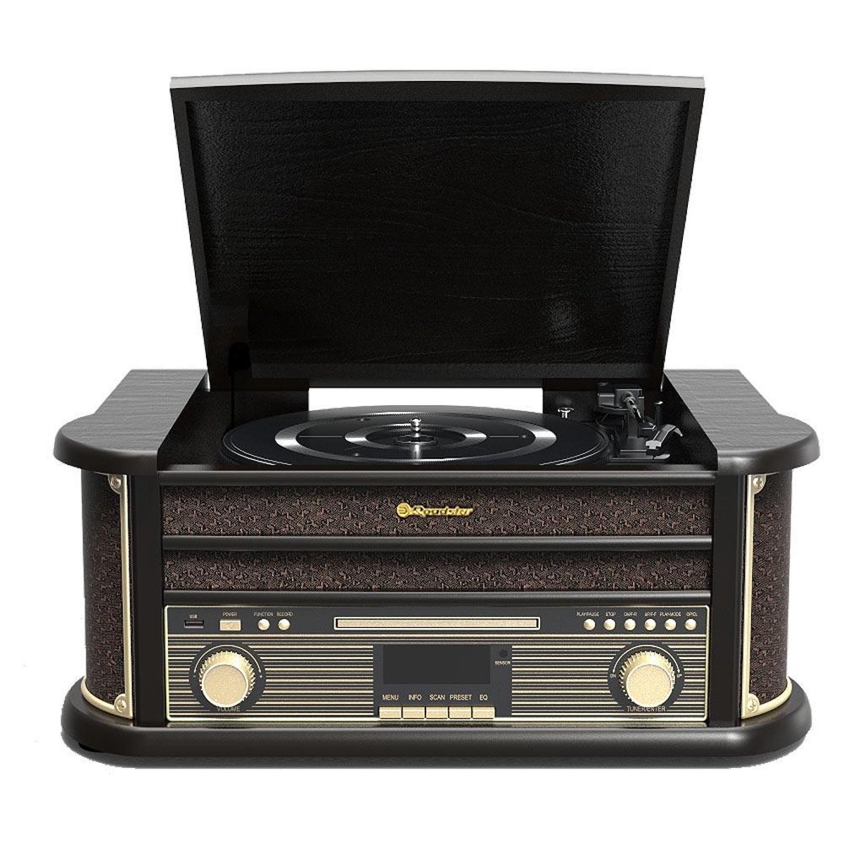 Roadstar HIF-1898D+BT Retro Platenspeler - Vintage DAB+ radio met Bluetooth  - Zwart | bol