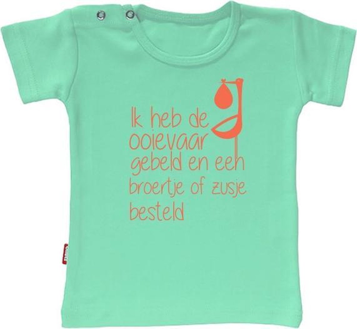 Babygoodies T-shirt - T-shirt - T-shirt - Ik heb de ooievaar gebeld en een broertje of zusje besteld (Mint 3-4j)