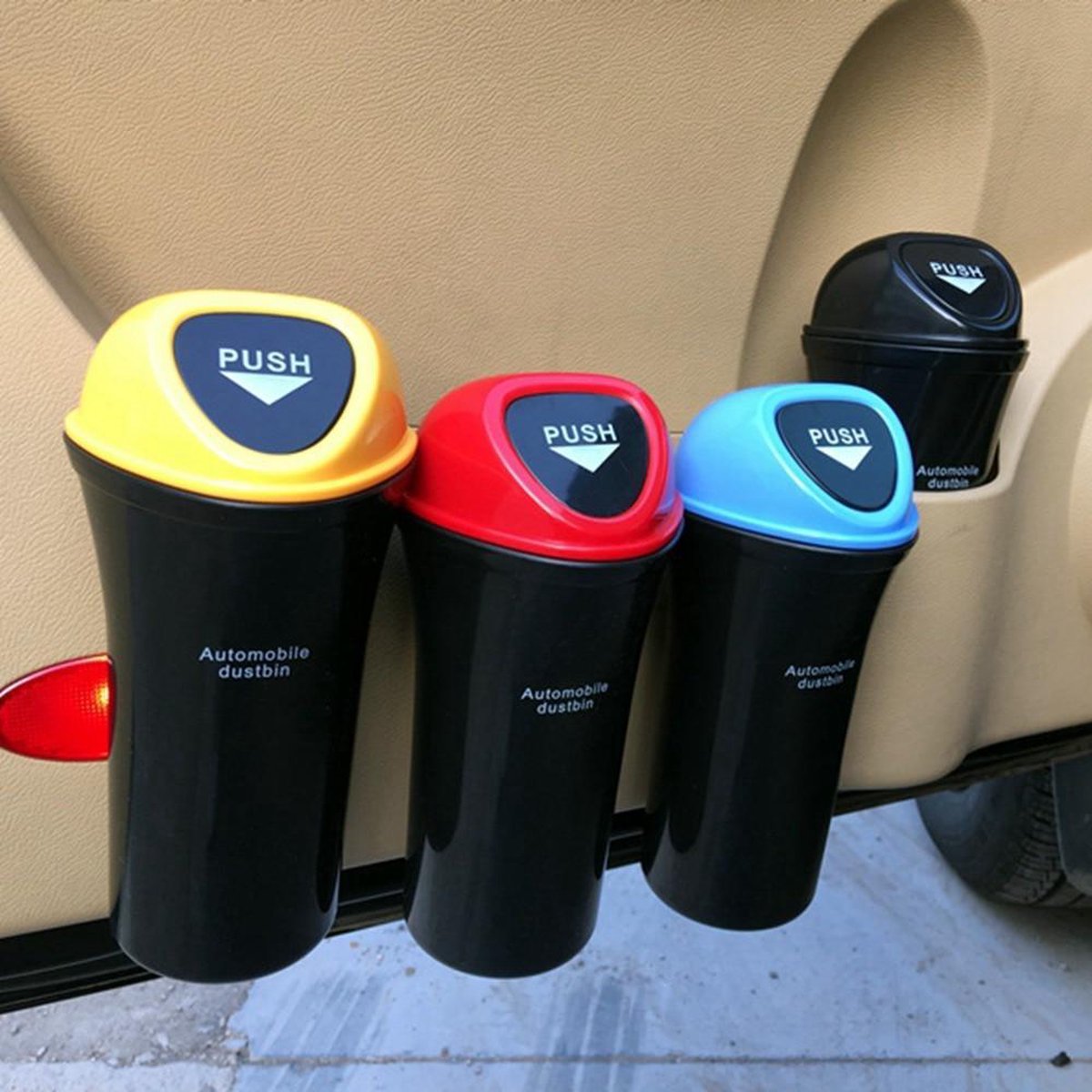 Poubelle de voiture avec couvercle suspendu, boîte de stockage des déchets  automobiles, Mini poubelle de véhicule - AliExpress