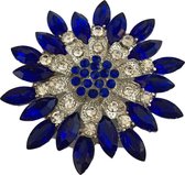 Petra's Sieradenwereld - Broche groot blauw bloem zilverkleurig