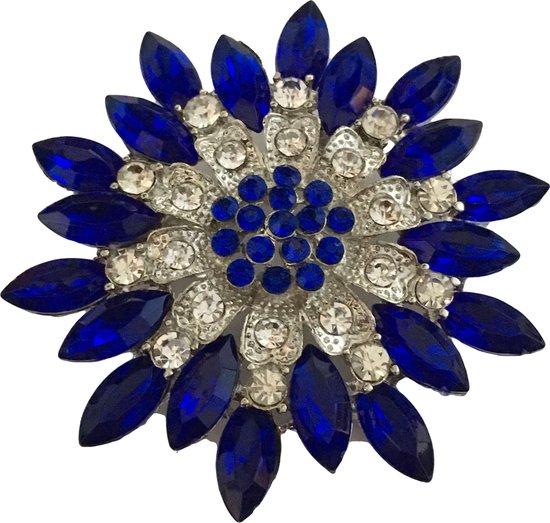 bon woonadres schild Petra's Sieradenwereld - Broche groot blauw bloem zilverkleurig | bol.com