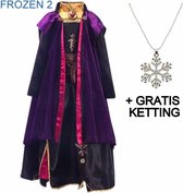 Anna jurk cape Deluxe 146-152 (150) + GRATIS ketting Prinsessen jurk verkleedkleding