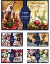 50 Luxe Kerst- en Nieuwjaarskaarten - 9,5x14cm - 10 x 5 dubbele kaarten met enveloppen - serie Christmas