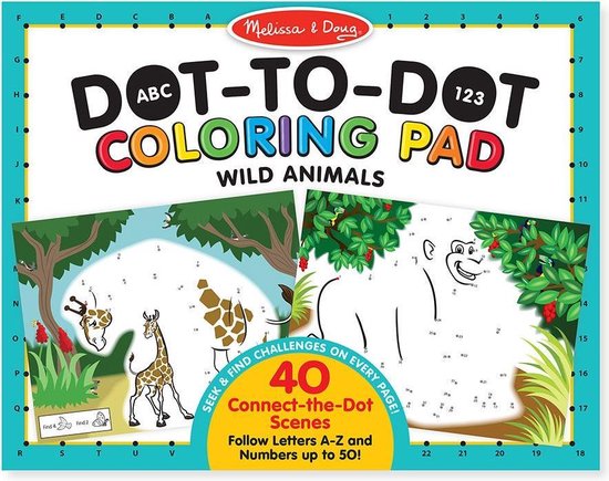 Thumbnail van een extra afbeelding van het spel Melissa & Doug Dot-to-Dot Colouring Pad - Wild Animals