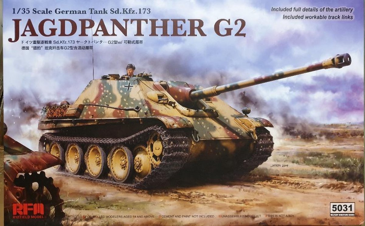Rye Field Model Modelbouwpakket Militaire voertuigen - 5031 Sd.Kfz.173 Jagdpanther G2 Tank Plastic - 1:35 - Modelbouw