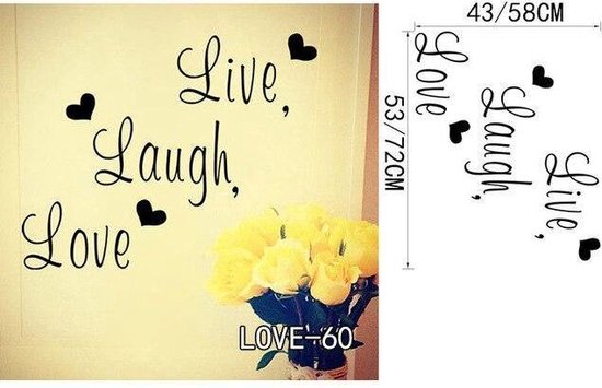 Trottoir Obsessie Gewoon overlopen 3D Sticker Decoratie Live Laugh Love Quotes Muurstickers Zooyoo1002 Home  Decoraties... | bol.com