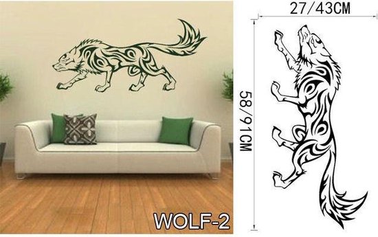 3D Sticker Decoratie Tribal Wolf Dog Animal Vinyl Decal Art Stylish Ahesive Home Decor Sticker Wall Stickers Home Decoration - WOLF2 / Small