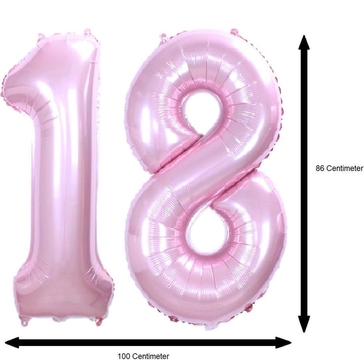 Folie Ballon Cijfer 18 Jaar Cijferballon Feest Versiering Folieballon Verjaardag Versiering Roze XL 86Cm Met Rietje — afbeelding 2