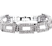 Armband- Strass- Vierkant- Zilverkleur