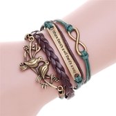 armband Infinity Vogels "where there's a will" groen maat L multilayer
