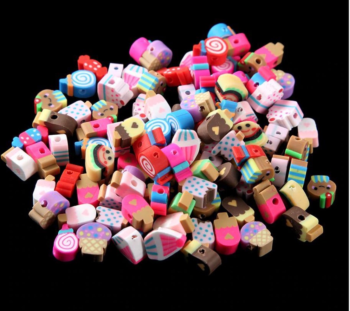 50 stuks Kralen IJsjes / Snoep - 1 cm - Figuurkralen - Kleikralen - Fimokralen - Polymeer Kralen — afbeelding 2