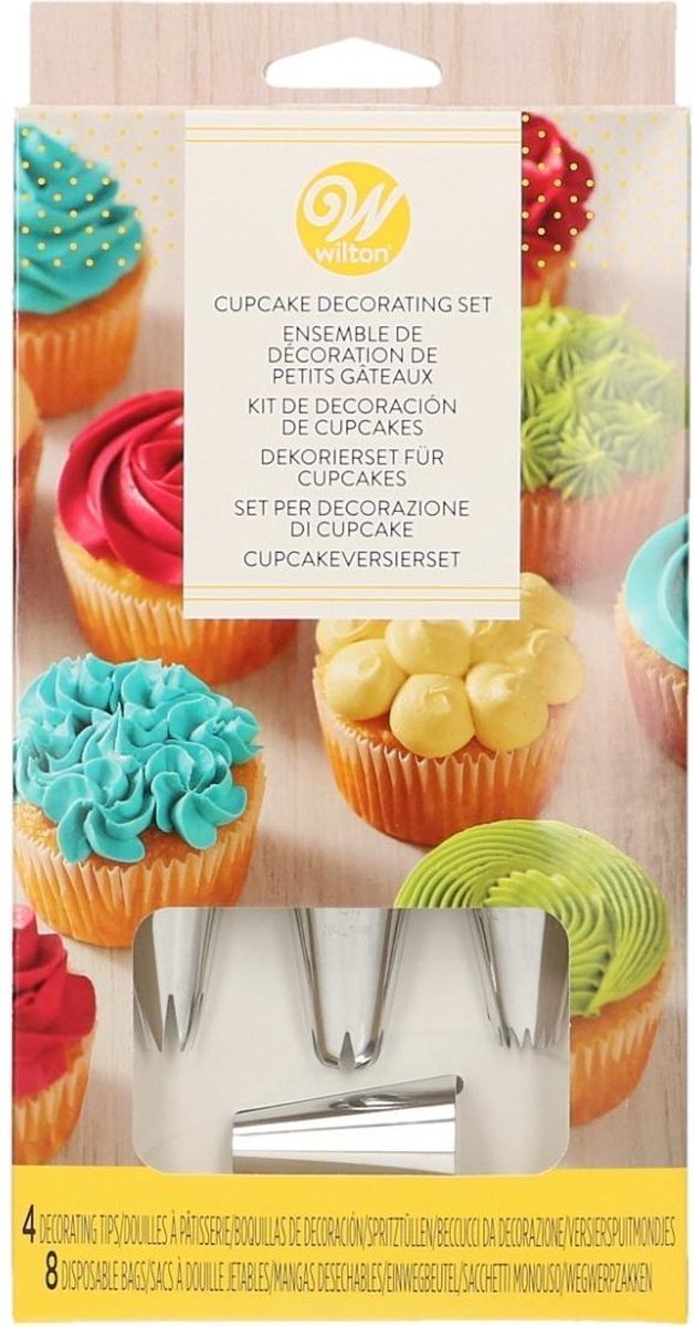 kaart bestrating Wordt erger Wilton Cupcake Decoratie Set - 4 Spuitmondjes - 8 Spuitzakken | bol.com