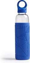 Libbey Waterfles - Glazen drinkfles - 550 ml / 55 cl - blauw - trendy - duurzaam - schokbestendig