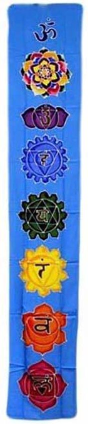 Tapisserie Chakra Banner bleu clair - 183 x 35 cm - décoration - art mural - méditation