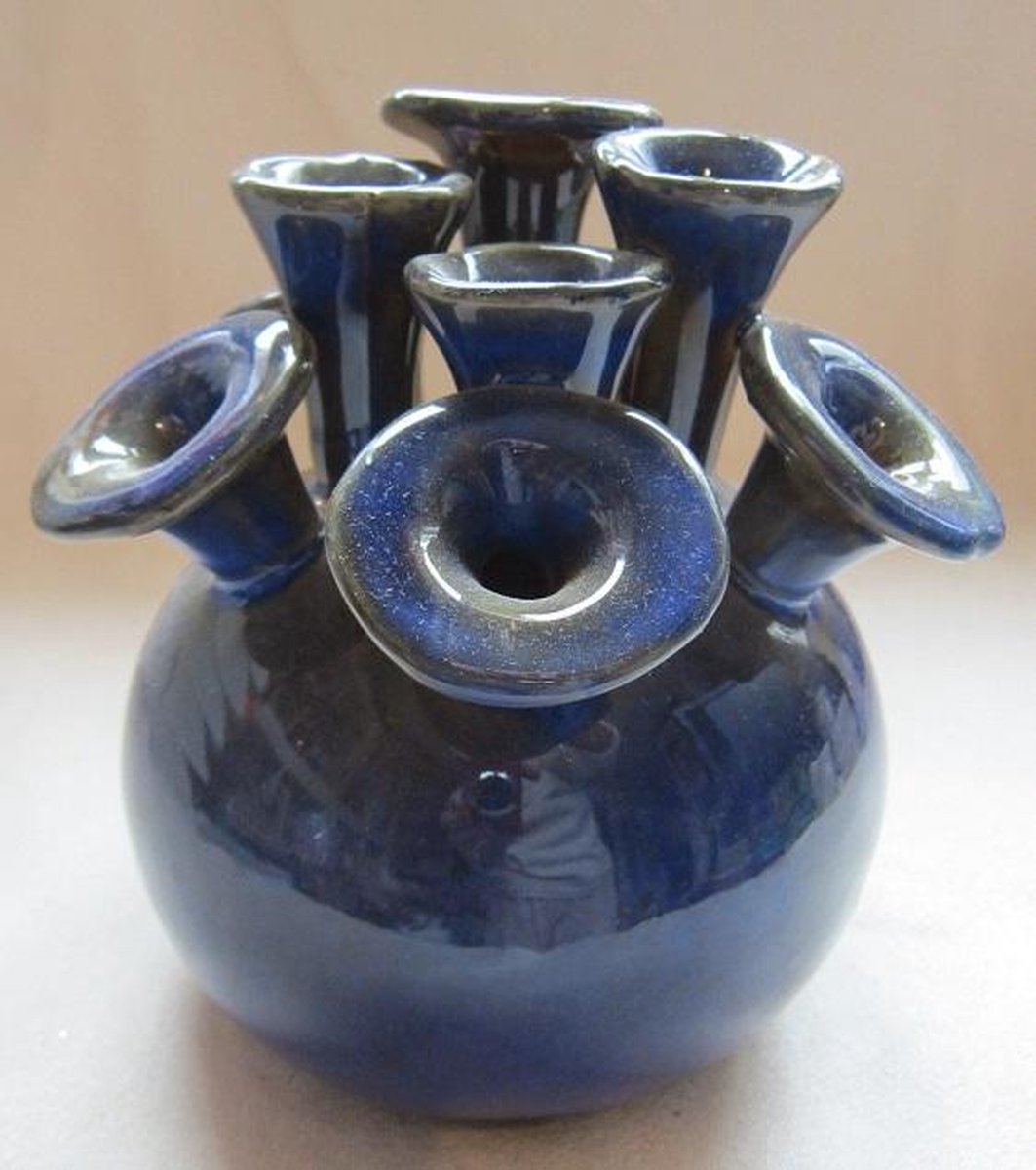 Trompet Vaas (tulpenvaas) van DK, blauw/groen, 17 x 13,5 cm | bol.com