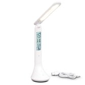 B.K.Licht - LED Bureaulamp - dimbaar - USB tafellamp - bedlamp - kalender temperatuur en alarm functie - wit