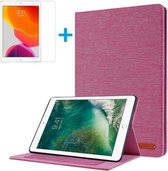 Tablet hoes geschikt voor iPad 10.2 inch 2019 / 2020 - Book Case met Soft TPU houder + Screenprotector - Roze