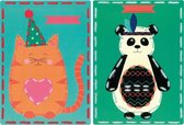 Borduurkaart kit Poes en panda set van 2 - Vervaco - PN-0157040