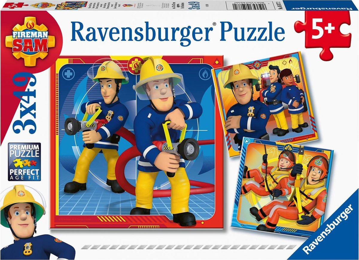 RAVENSBURGER - Puzzels 3x49 stukjes Onze held Sam de brandweerman