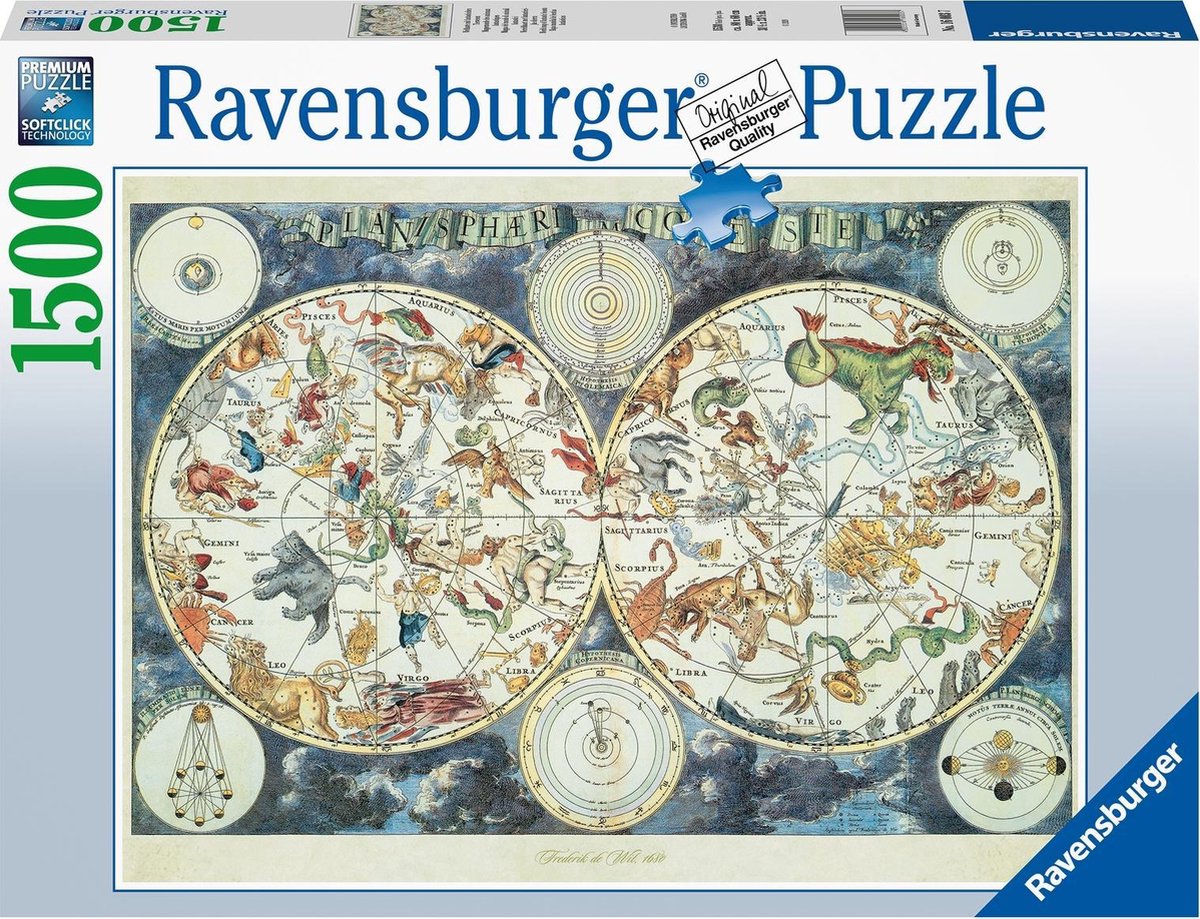 Wereldkaart met Fantastierijke Dieren Puzzel (1500 stukjes)