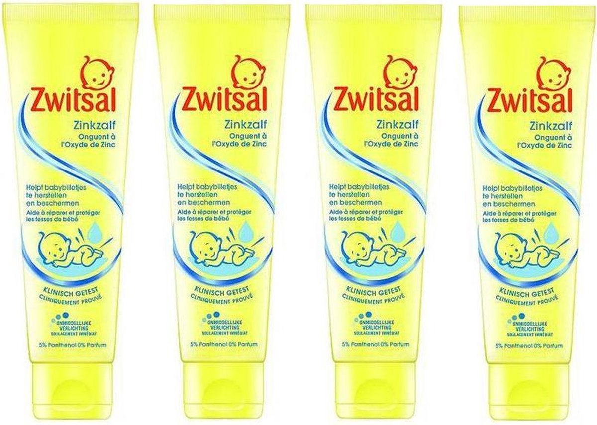 Zwitsal Baby Zinkzalf Tube - 4 x 100 ml Voordeelverpakking