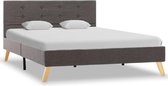 Bedframe Taupe Stof 120x200 cm (Incl LW Anti kras Vilt) - Bed frame met lattenbodem - Tweepersoonsbed Eenpersoonsbed